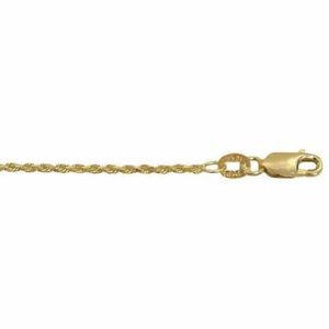 10KT Yellow Gold, 8 sides diamond cut, 1.25mm rope chain